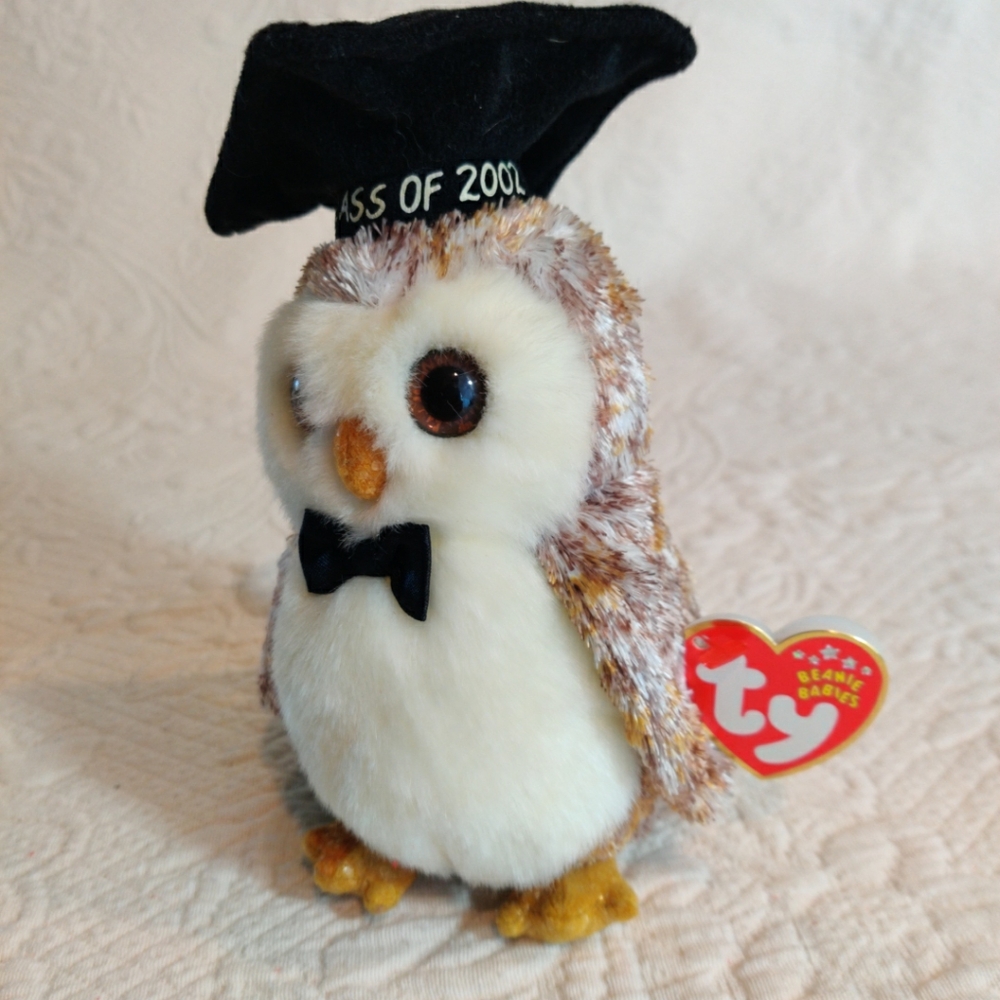 RARE Vintage Ty Beanie Baby Smarter the Owl Class of 2002 Graduation Collectible